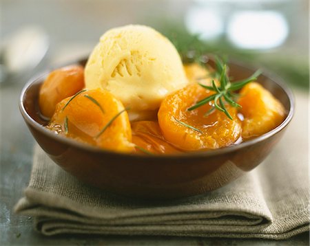 simsearch:825-06047145,k - Preserved apricots, Calisson marzipan ice cream and rosemary Stock Photo - Rights-Managed, Code: 825-05989698