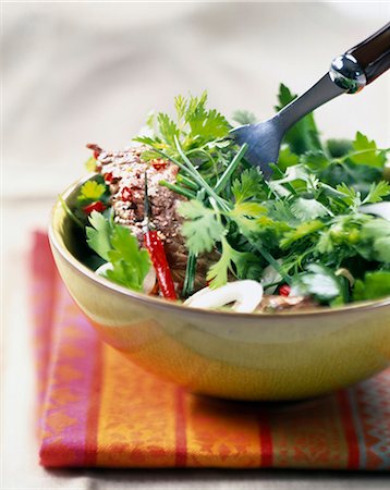 receiver - spicy beef salad with herbs Stock Photo - Rights-Managed, Code: 825-05989880