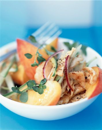 chicken salad with peaches and lemon thyme Stock Photo - Rights-Managed, Code: 825-05990403