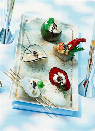 plate of caviar appetizers Stock Photo - Rights-Managed, Code: 825-05990976