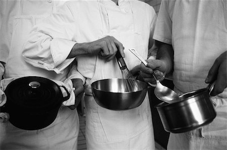 fouet (cuisine) - Chefs cooking  in black and white Foto de stock - Con derechos protegidos, Código: 825-06045921