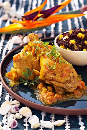 Poulard hen curry with wild rice Stock Photo - Rights-Managed, Code: 825-06046300