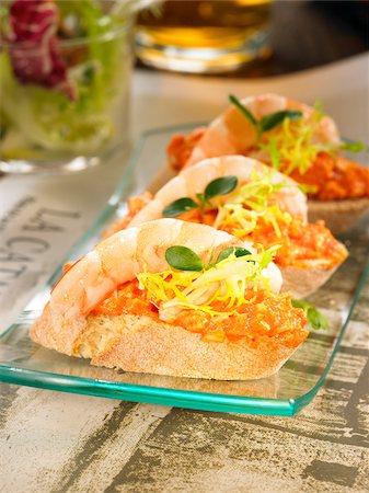 King crab and shrimp open sandwich Stock Photo - Rights-Managed, Code: 825-06047703