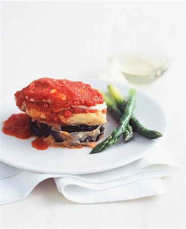 Fish,eggplant and tomato Mille-feuille Stock Photo - Rights-Managed, Code: 825-06047886