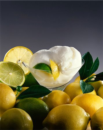 sherbert - Dish of lemon sorbet Stock Photo - Rights-Managed, Code: 825-06048109