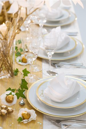 Golden party table presentation Stock Photo - Rights-Managed, Code: 825-06048543