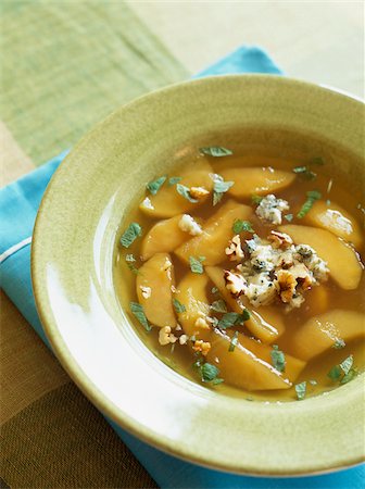 dried fruit falling - Apple soup with roquefort and walnuts Stock Photo - Rights-Managed, Code: 825-06049280