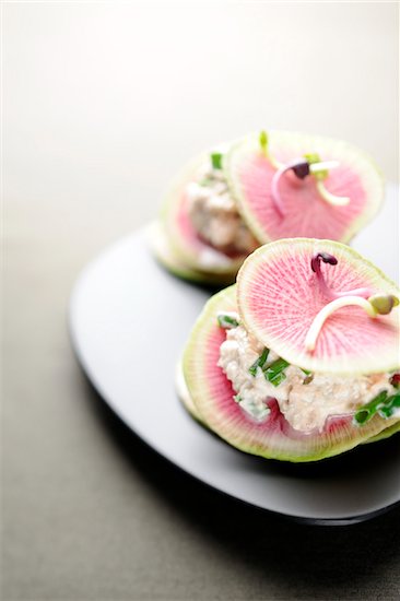 Pink radish and sardine tartare canapés Stock Photo - Premium Rights-Managed, Artist: Photocuisine, Image code: 825-06315348