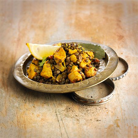 Lentils with curried turkey and lemon Stock Photo - Rights-Managed, Code: 825-06315525