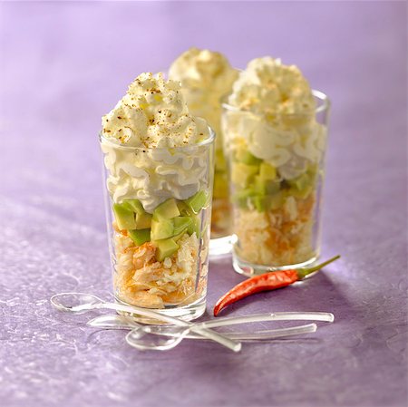 Avocado,crab and whipped cream with Cayenne pepper Stock Photo - Rights-Managed, Code: 825-06315571