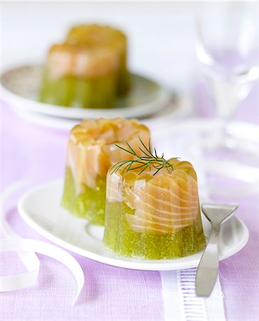 salmon pink - jellied cucumber with smoked salmon Stock Photo - Rights-Managed, Code: 825-06315617