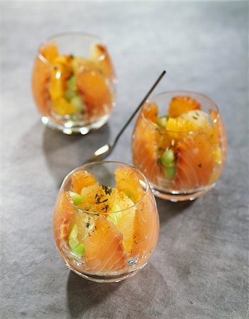 simsearch:652-05807730,k - Marinated salmon and citrus fruit Verrine Stock Photo - Rights-Managed, Code: 825-06315724