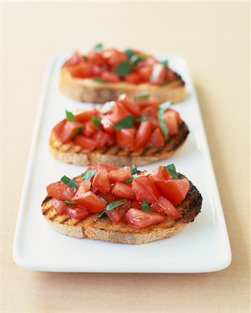 Tomato and basil Bruchettas Stock Photo - Rights-Managed, Code: 825-06315845