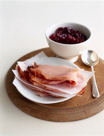 Sliced gammon with cherry chutney Stock Photo - Rights-Managed, Code: 825-06315859