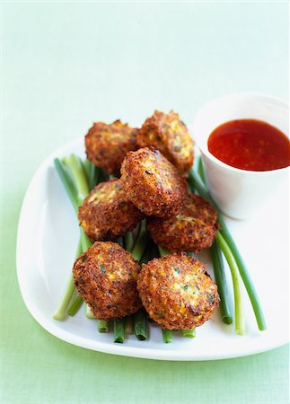 Fish and spring onion croquettes Fotografie stock - Rights-Managed, Codice: 825-06315932