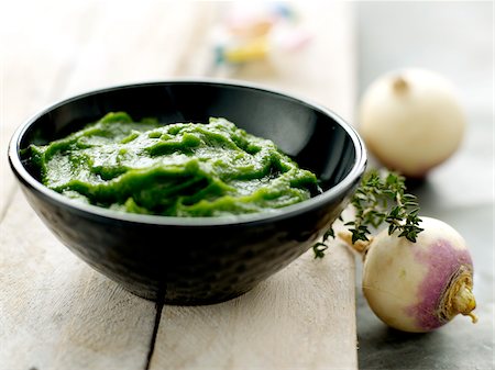 Spinach,turnip and thyme puree Stock Photo - Rights-Managed, Code: 825-06316071