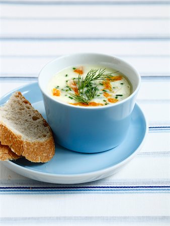 simsearch:825-03629500,k - Potato,cucumber and smoked haddock soup Stock Photo - Rights-Managed, Code: 825-06316683