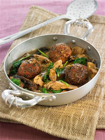 Seitan balls with spinach and mushrooms Stock Photo - Rights-Managed, Code: 825-06316764