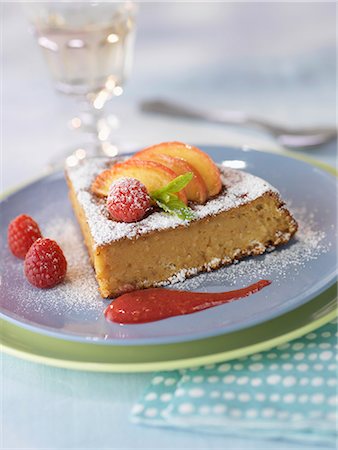 simsearch:652-05806764,k - Amaretti and finger biscuit peach cake with raspberry puree Stock Photo - Rights-Managed, Code: 825-06815306