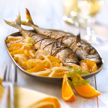 simsearch:825-06816895,k - Stuffed mackerel with fennel and orange Foto de stock - Con derechos protegidos, Código: 825-06815355