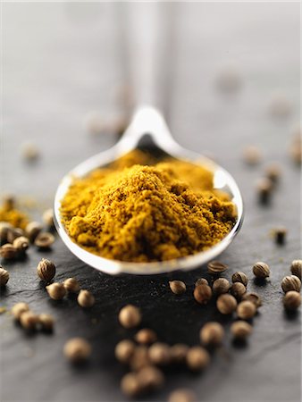 Spoonful of curry powder and coriander seeds Stock Photo - Rights-Managed, Code: 825-06816240