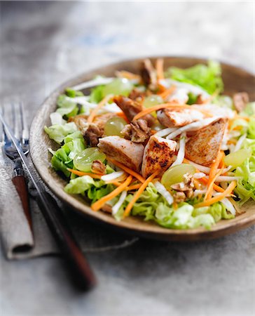 Chicken,grape and walnut salad Stock Photo - Rights-Managed, Code: 825-06816699