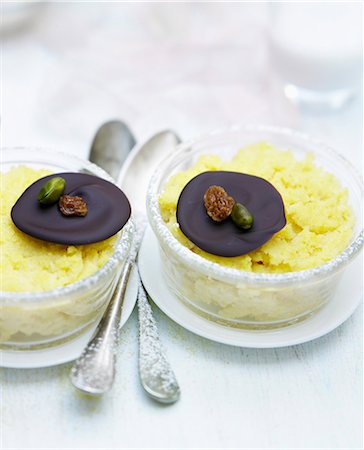 Individual almond milk polenta desserts with Mendiants Stock Photo - Rights-Managed, Code: 825-06816813