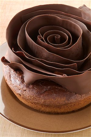 simsearch:652-05807282,k - Chocolate cake with chocolate decoration Stock Photo - Rights-Managed, Code: 825-06817347