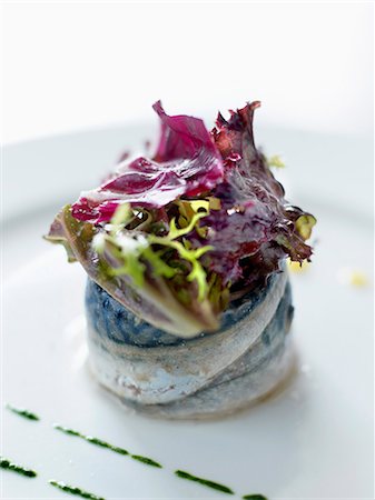 fish school not sardine not people - Rollmops with mixed lettuce salad Photographie de stock - Rights-Managed, Code: 825-06817440