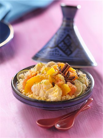 Monkfish and citrus fruit Tajine Stock Photo - Rights-Managed, Code: 825-06817856