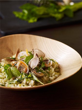 seafood risotto - Risotto with cockles and basil Stock Photo - Rights-Managed, Code: 825-06818019