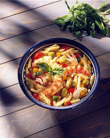 pasta - Pasta,gambas and pepper salad Stock Photo - Rights-Managed, Code: 825-07075889