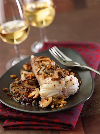 simsearch:652-05807955,k - Monkfish Meunière with ceps and walnuts Stock Photo - Rights-Managed, Code: 825-07076675