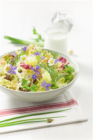 simsearch:652-07655200,k - Salad with violets and Clergeons Photographie de stock - Rights-Managed, Code: 825-07076899