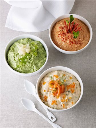 dips - Three different sauces Foto de stock - Con derechos protegidos, Código: 825-07077147