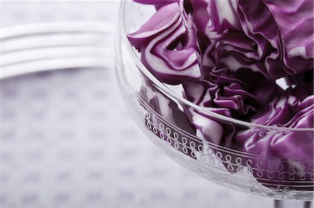 Chopped red cabbage in a glass bowl Stock Photo - Rights-Managed, Code: 825-07077207