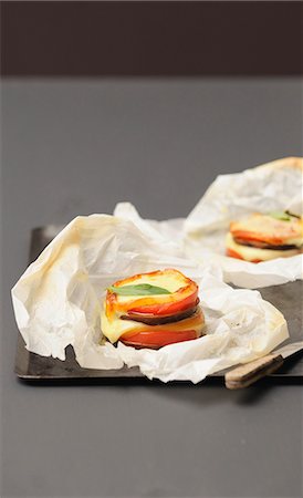 simsearch:652-05808518,k - Vegetable Mille-feuille cooked in wax paper Stock Photo - Rights-Managed, Code: 825-07077446