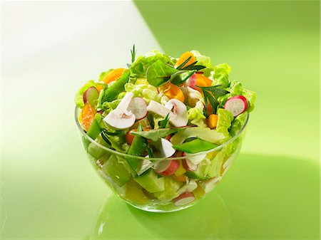 Mixed salad with raw button mushrooms Stock Photo - Rights-Managed, Code: 825-07077524