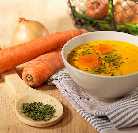 simsearch:825-07652691,k - Carrot soup with herbs Stock Photo - Rights-Managed, Code: 825-07077969