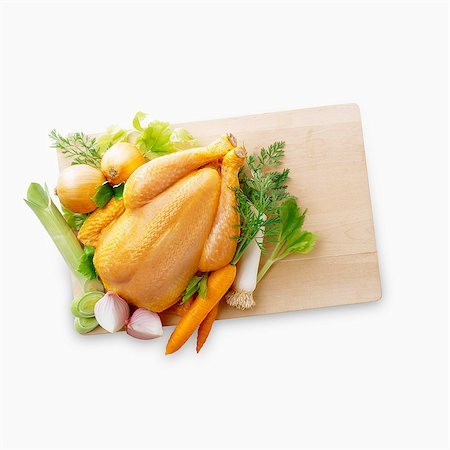 raw chicken on cutting board - Raw chicken and vegetables Stock Photo - Rights-Managed, Code: 825-07078402