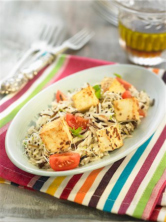 simsearch:825-07523013,k - Basmati rice,wild rice,tofu,luzerne sprout and tomato salad Foto de stock - Con derechos protegidos, Código: 825-07522289