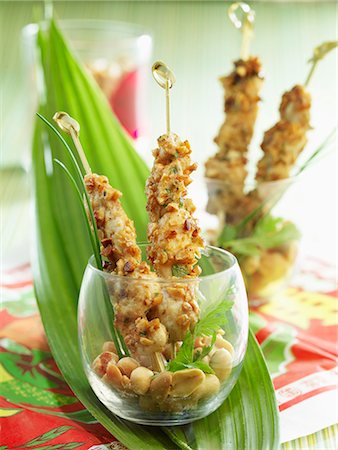 Chicken and peanut Yakitoris Stock Photo - Rights-Managed, Code: 825-07522375