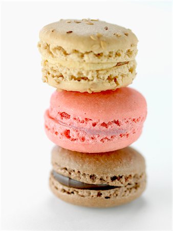 stack of biscuits - Three assorted macaroons Stock Photo - Rights-Managed, Code: 825-07522946