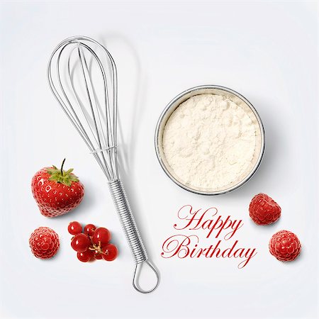 food top view - Flour and whisk for a birthday cake Stock Photo - Rights-Managed, Code: 825-07523003