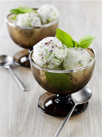 scoops of ice cream - Basil sorbet Stock Photo - Rights-Managed, Code: 825-07523196