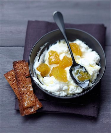 still life with fruit - Faisselle with stewed pineapple Stock Photo - Rights-Managed, Code: 825-07649247