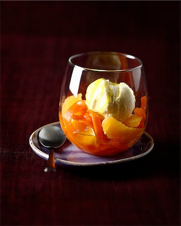 Carrot and orange salad with vanilla ice cream Stock Photo - Rights-Managed, Code: 825-07652766