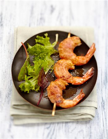 Gambas and bacon brochettes with mild pepper Stock Photo - Rights-Managed, Code: 825-07652921