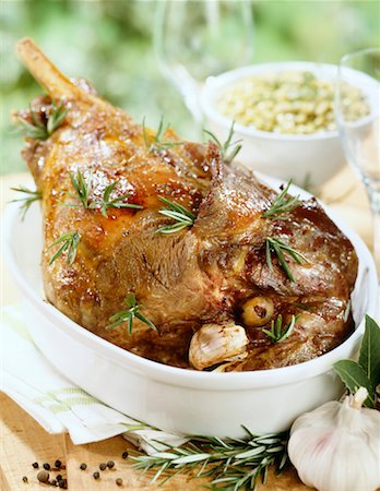 simsearch:825-02307052,k - Roast leg of lamb with rosemary Stock Photo - Rights-Managed, Code: 825-02304238