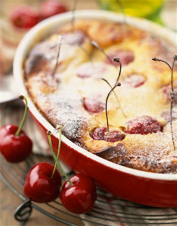 cherry clafoutis batter pudding Stock Photo - Rights-Managed, Code: 825-02304643